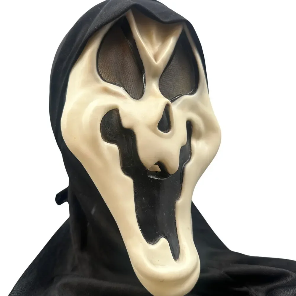 Glow in Dark Scream Ghostface Fun World Mask Black Hood Scary Halloween 9206